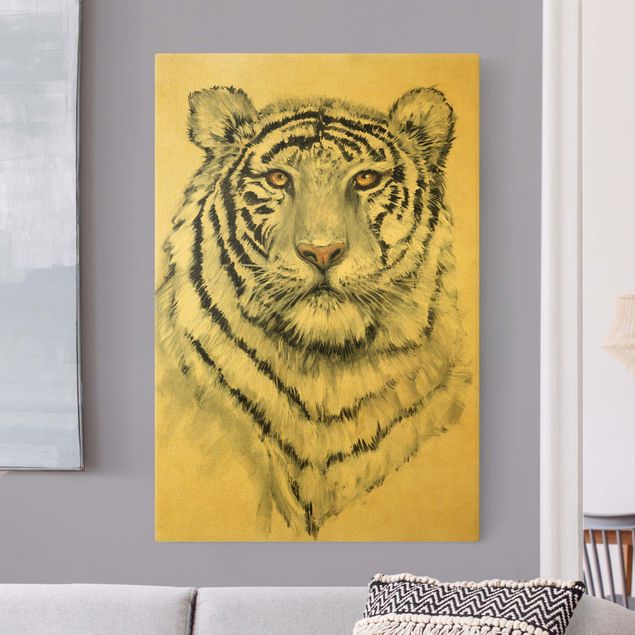Tiger art print Portrait White Tiger I