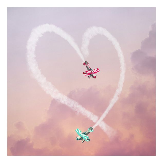Pink wall art Heart With Airplanes