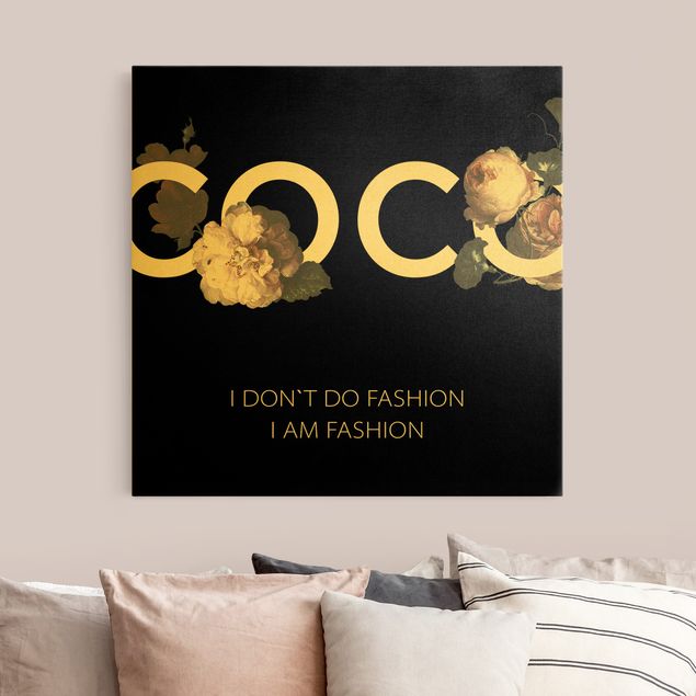Prints quotes COCO - I dont´t do fashion Roses Black