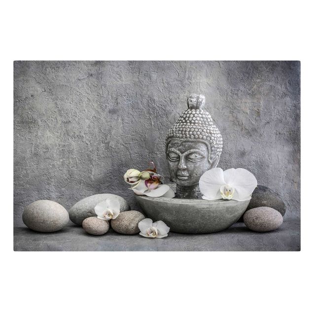 Canvas art prints Zen Buddha, Orchid And Stone