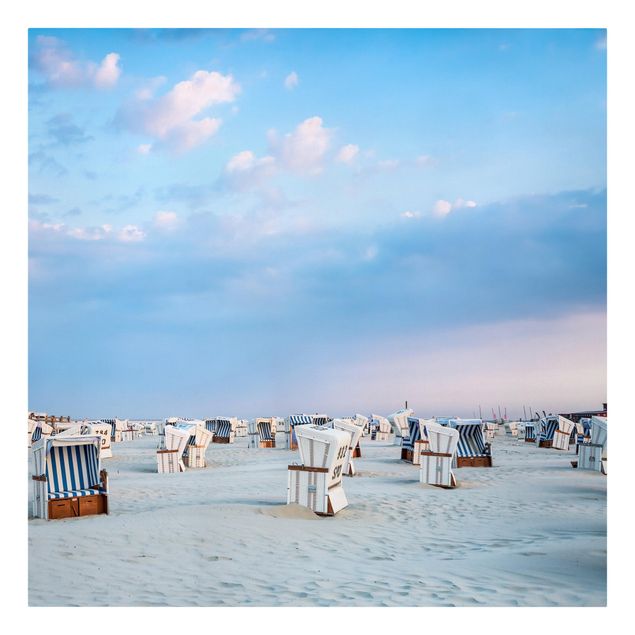 Sea prints Beach Chairs On The North Sea Beach