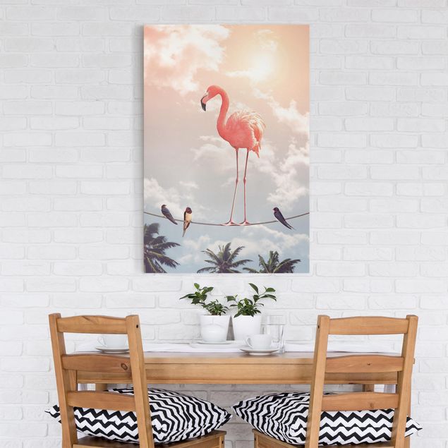 Landscape canvas prints Sky With Flamingo