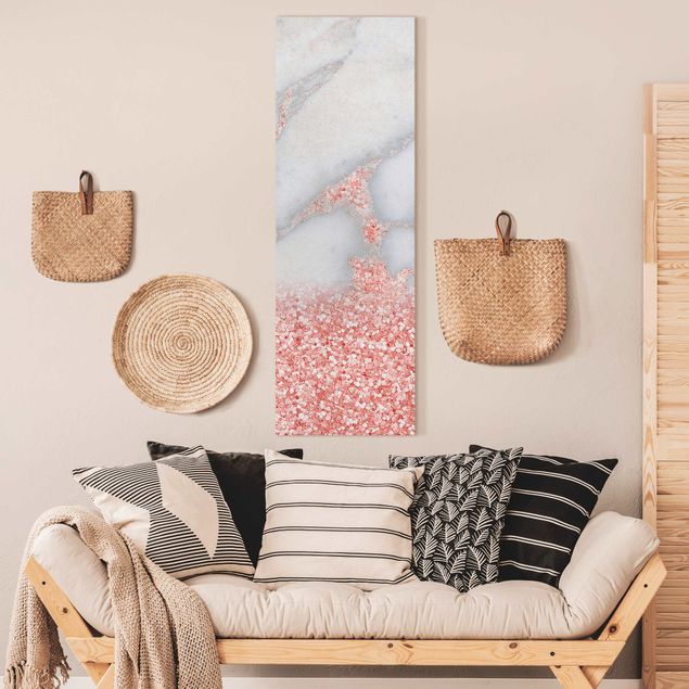 Canvas prints stone Marble Look With Pink Confetti