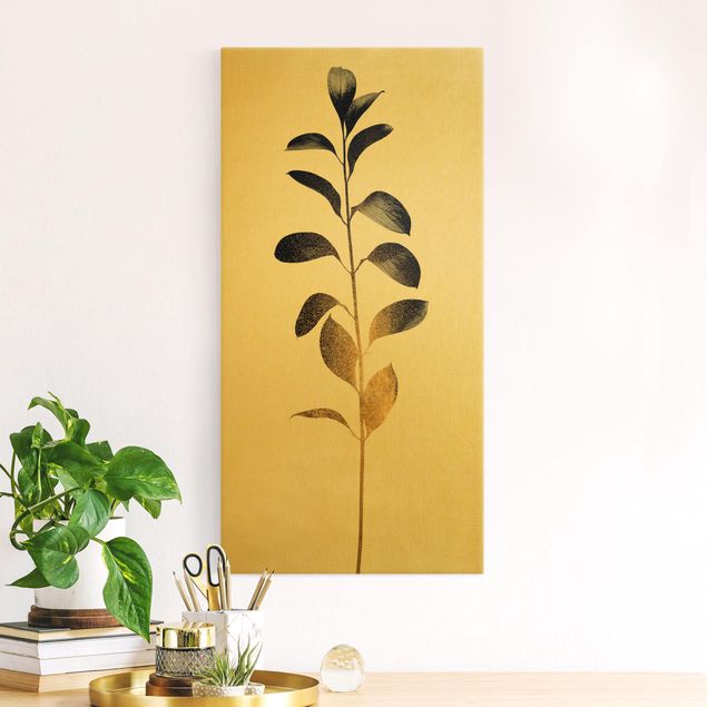Kitchen Graphical Plant World - Gold And Grey