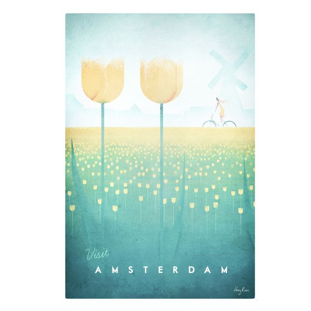 Yellow canvas wall art Travel Poster - Amsterdam