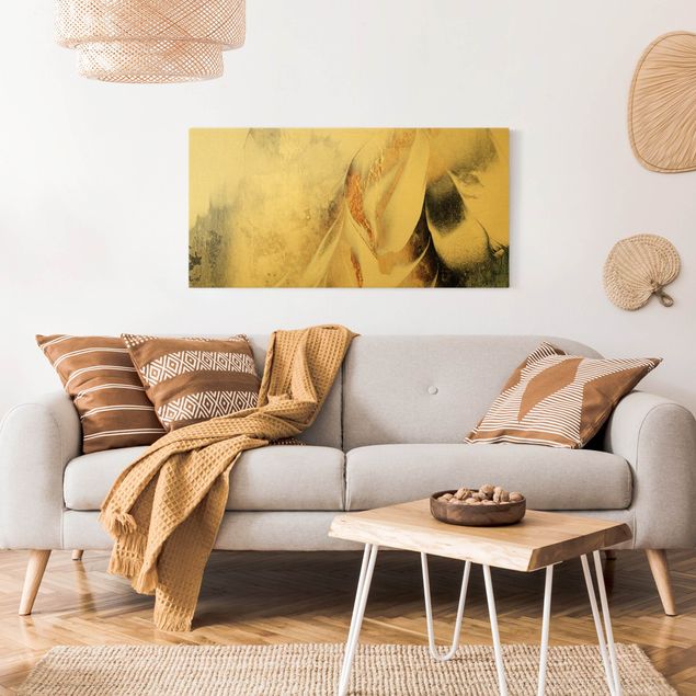 Art prints Golden Abstract Winter Painting