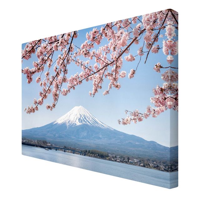 Canvas Asia Cherry Blossoms With Mt. Fuji
