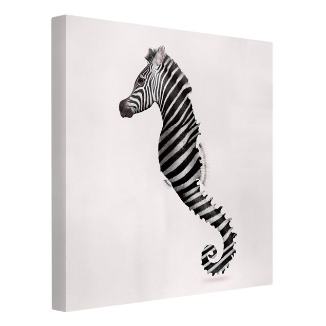 Zebra canvas Seahorse With Zebra Stripes