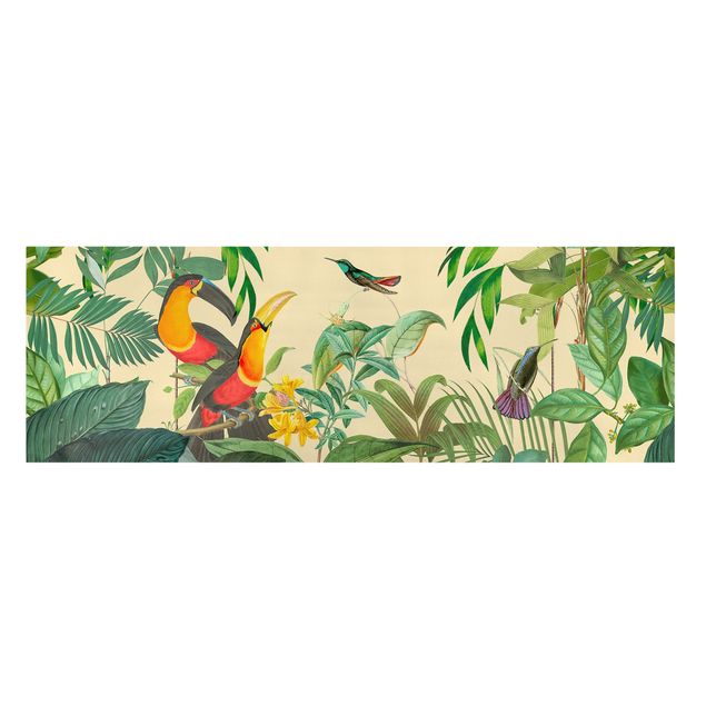Canvas art Vintage Collage - Birds In The Jungle