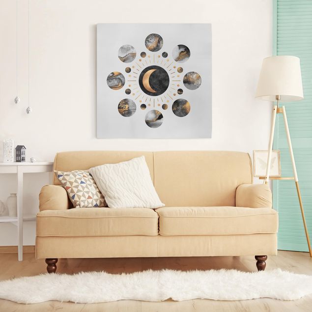 Canvas art prints Moon Phases Abstract Gold