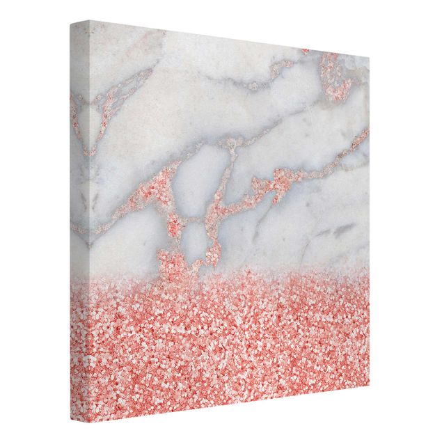 Canvas art prints Marble Look With Pink Confetti