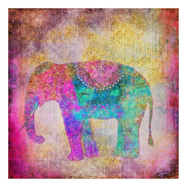 Canvas art Colourful Collage - Indian Elephant