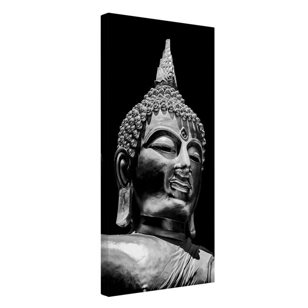 Black and white canvas art Buddha Statue Face