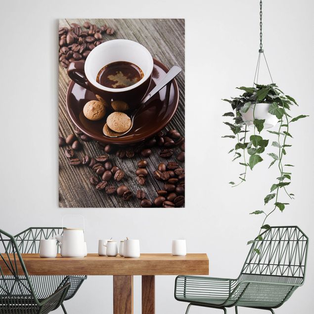 Canvas art Coffee Mugs With Coffee Beans