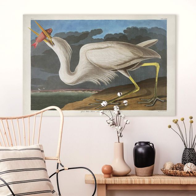 Canvas prints fishes Vintage Board Great White Egret