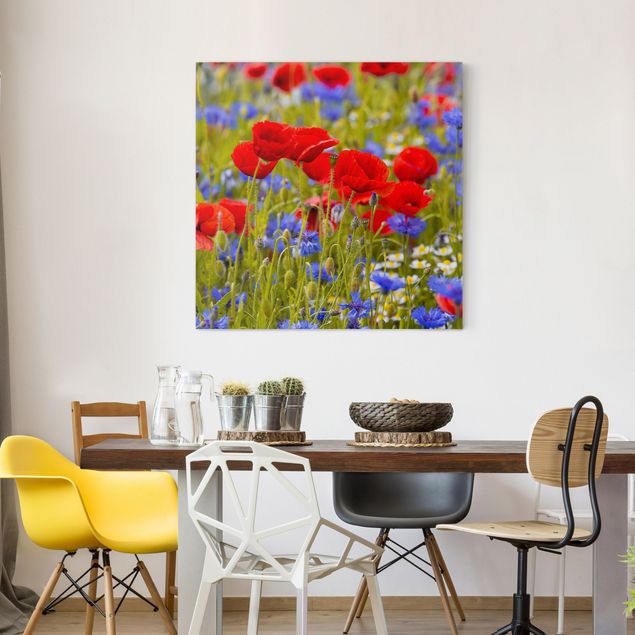 Poppy canvas wall art Summer Meadow With Poppies And Cornflowers