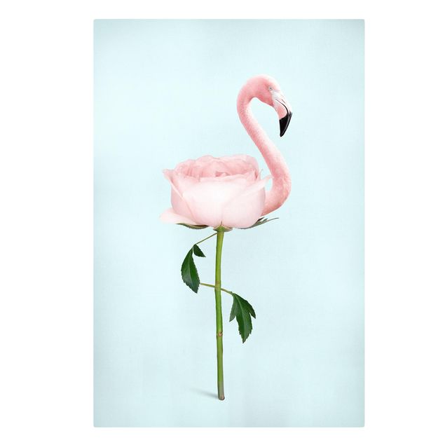 Canvas prints art print Flamingo With Rose