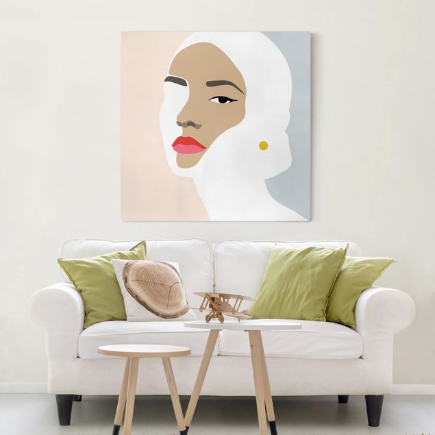 Canvas art Line Art Portrait Woman Pastel Grey