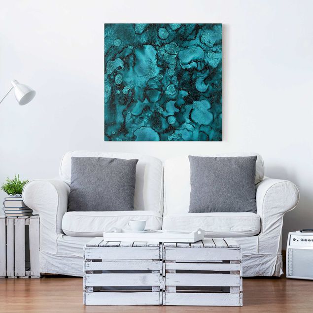 Canvas prints art print Turquoise Drop With Glitter