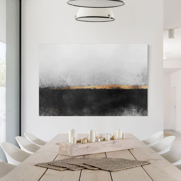 Art posters Abstract Golden Horizon Black And White