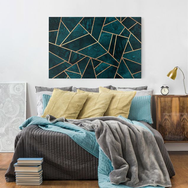 Canvas art Dark Turquoise With Gold