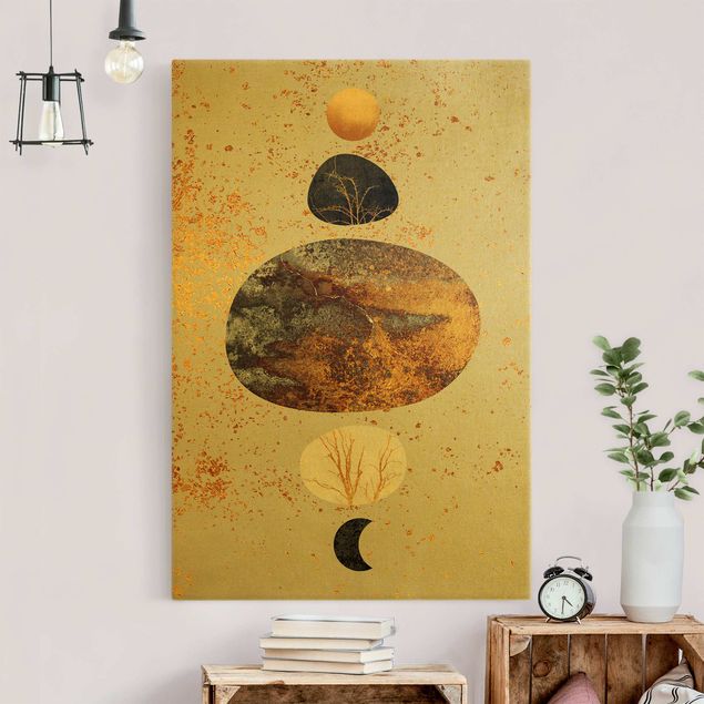Canvas art Sun And Moon In Golden Glory