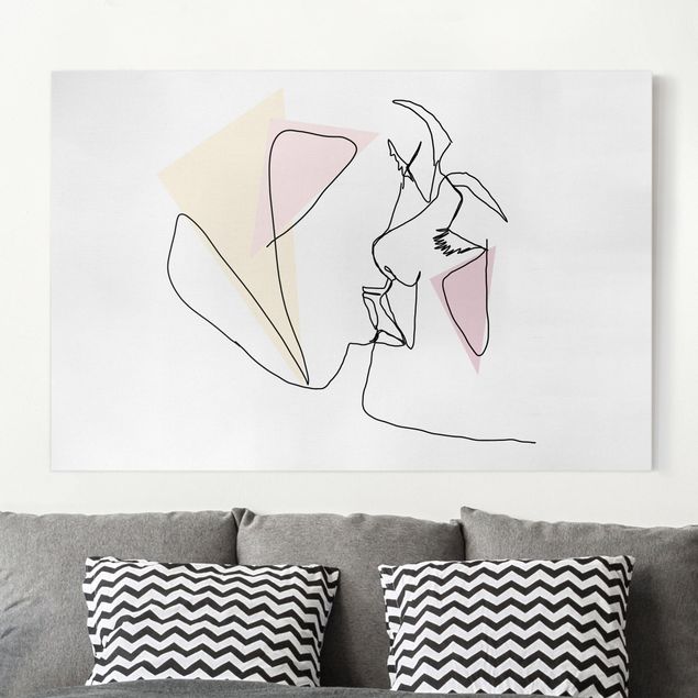 Canvas prints Kiss Faces Line Art