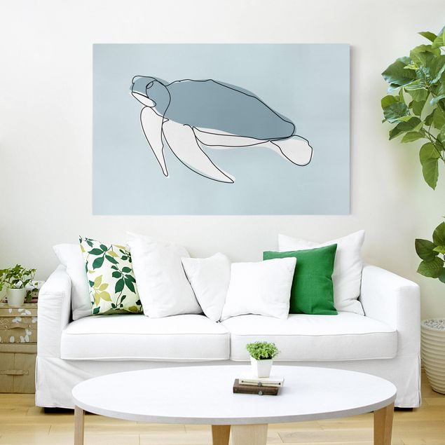 Canvas prints fishes Turtle Line Art