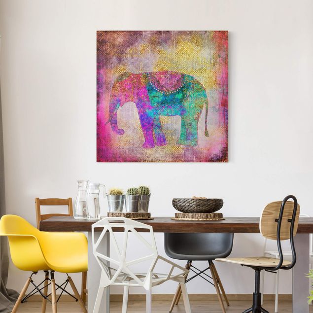 Prints elefant Colourful Collage - Indian Elephant