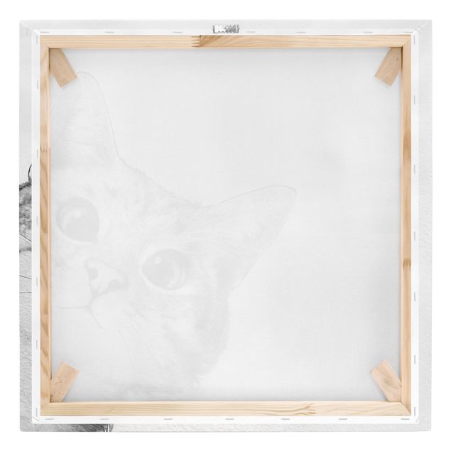 Wall art black and white Illustration Cat Drawing Black And White