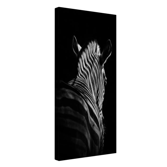 Canvas black and white Dark Zebra Silhouette