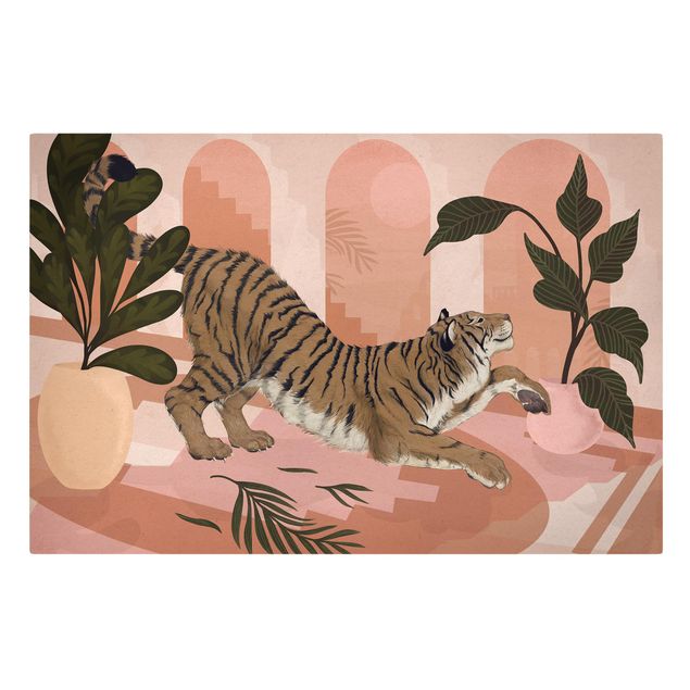 Canvas prints art print Illustration Tiger In Pastel Pink Painting