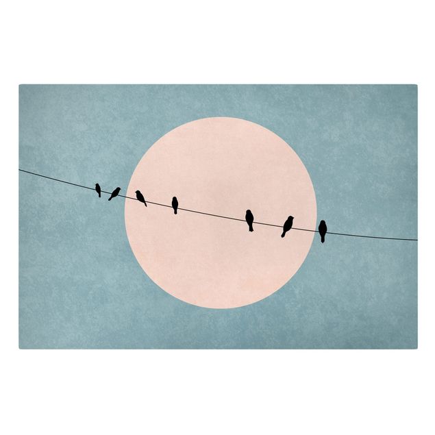 Canvas art Birds In Front Of Pink Sun I