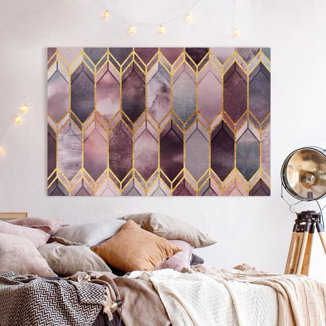 Art posters Stained Glass Geometric Rose Gold