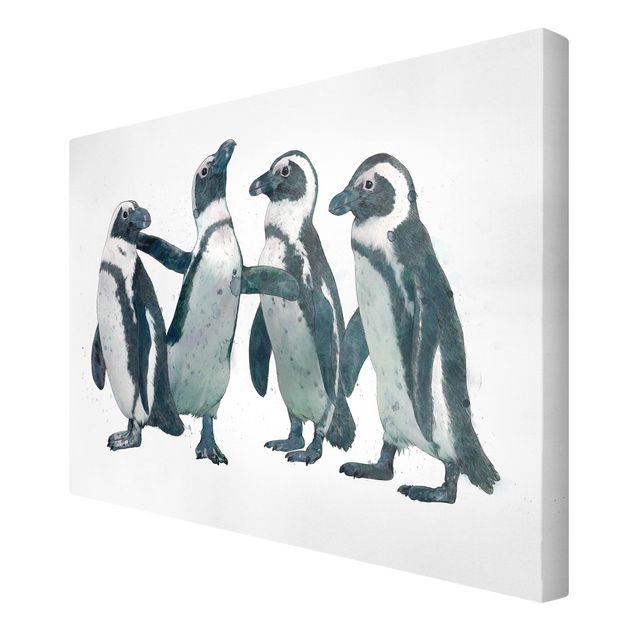 Black and white canvas art Illustration Penguins Black And White Watercolour