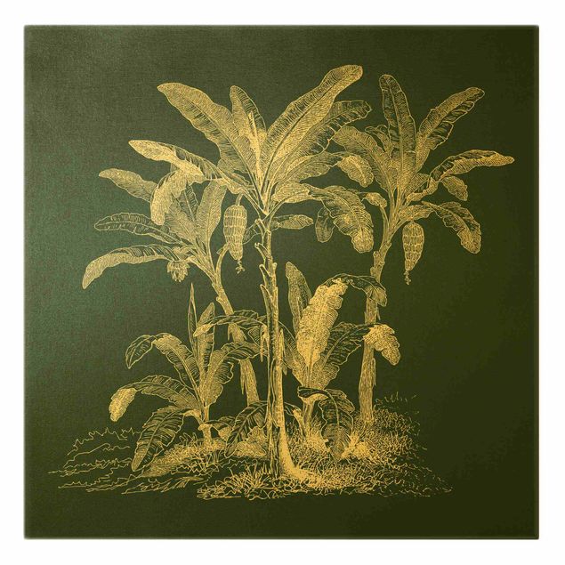 Contemporary art prints Illustration Banana Trees On Green