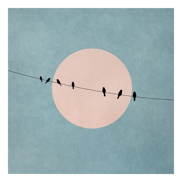 Canvas art Birds In Front Of Pink Sun I