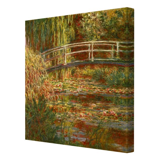 Rose canvas Claude Monet - Waterlily Pond And Japanese Bridge (Harmony In Pink)