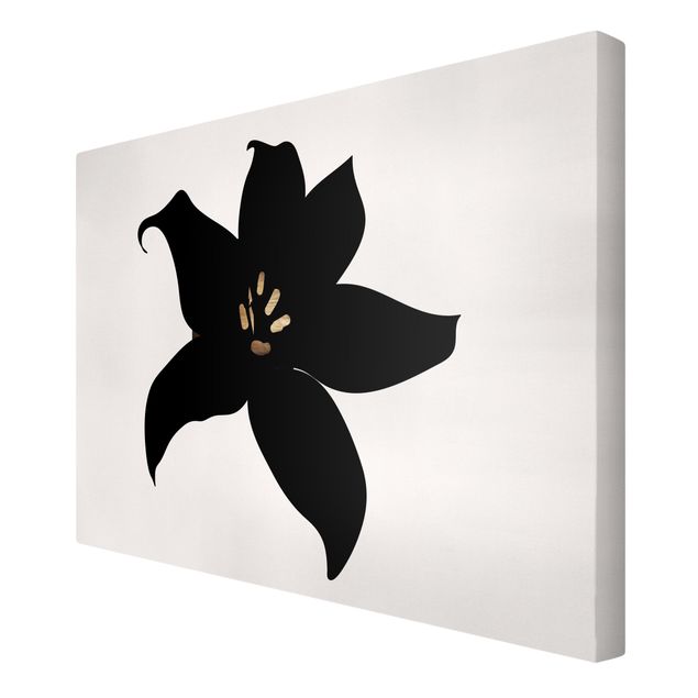 Canvas art Graphical Plant World - Orchid Black And Gold