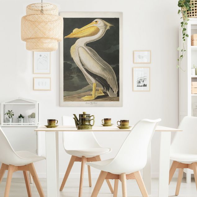 Bird canvas wall art Vintage Board White Pelican
