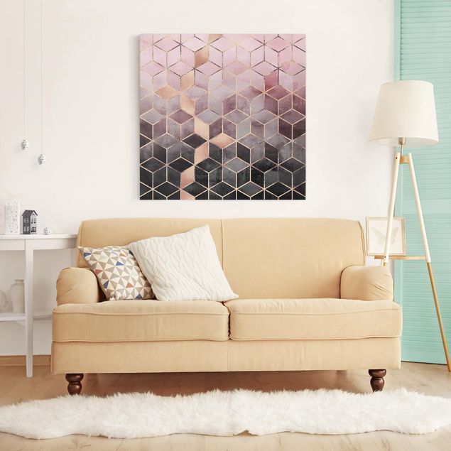 Canvas art Pink Grey Golden Geometry