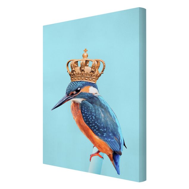 Navy blue wall art Kingfisher With Crown