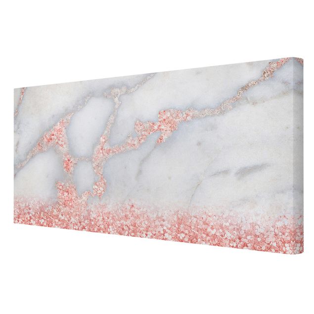 Grey canvas art Marble Look With Pink Confetti