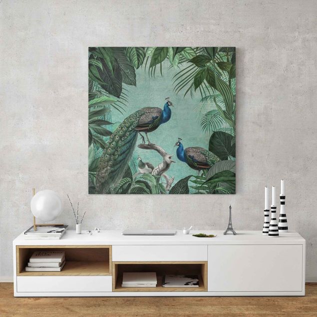 Art prints Shabby Chic Collage - Noble Peacock