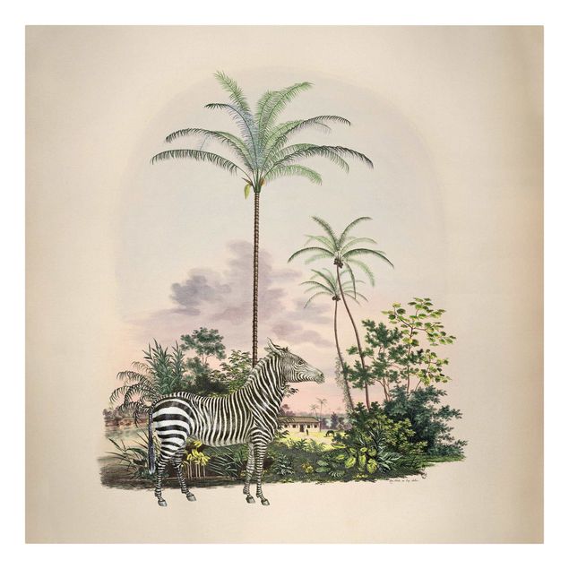 Zebra wall print Zebra Front Of Palm Trees Illustration