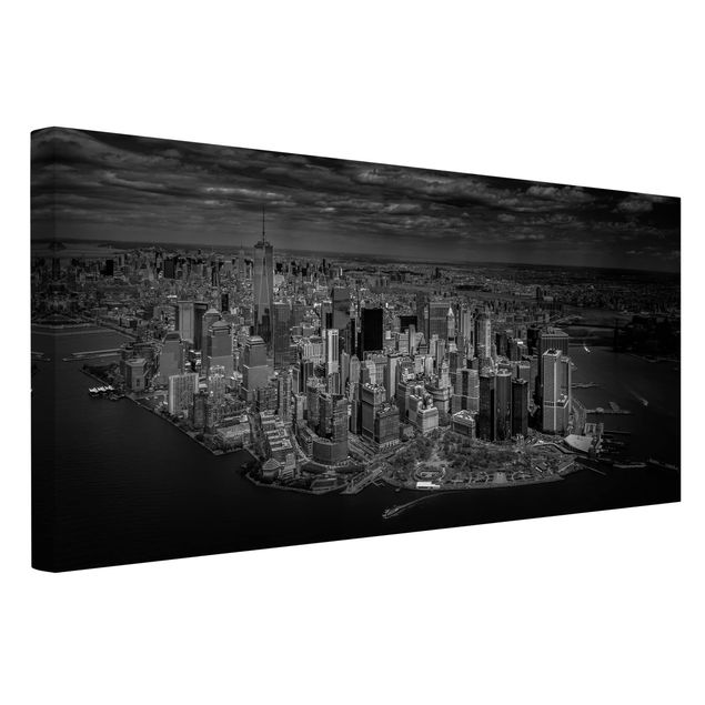 Canvas black and white New York - Manhattan From The Air