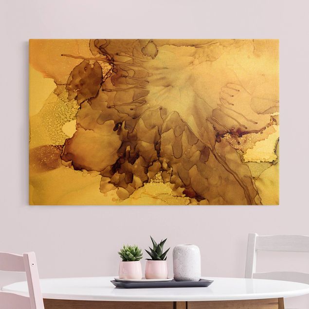 Abstract art prints Golden Brown Explosion I