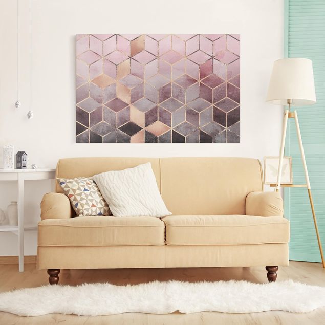 Canvas art Pink Grey Golden Geometry