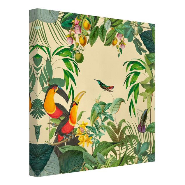 Art prints Vintage Collage - Birds In The Jungle