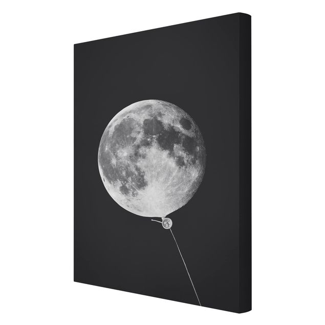Black art prints Balloon With Moon